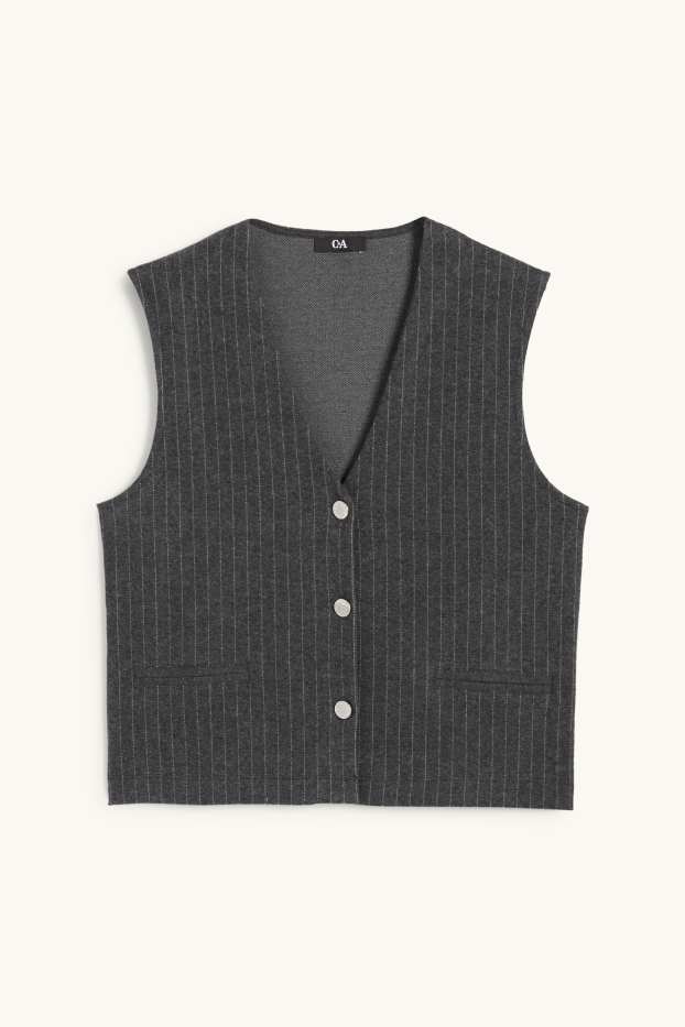 Dames - Gilet - regular fit - krijtstrepen - donkergrijs