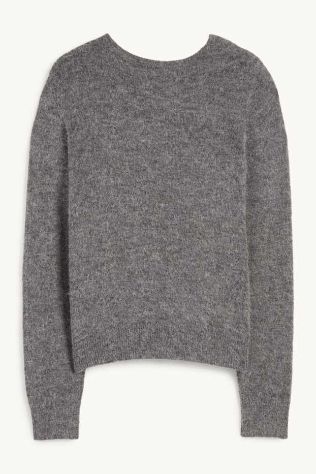 Femmes - Pull avec teneur en alpaga - gris chiné