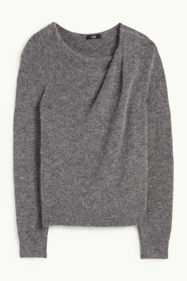 Femmes - Pull avec teneur en alpaga - gris chiné