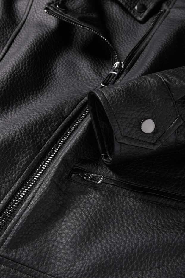 Femei - Jachetă de motociclist - imitație de piele - negru