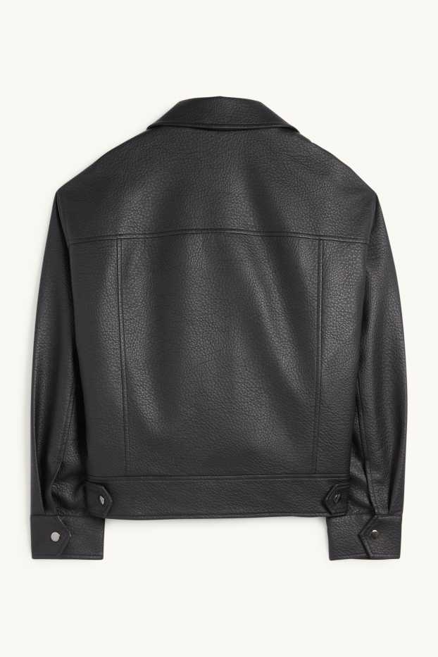 Femei - Jachetă de motociclist - imitație de piele - negru