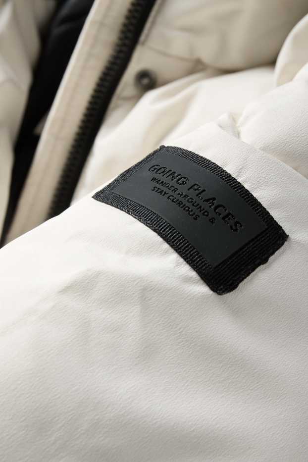 Děti - dívky - Prošívaný kabát s kapucí - z vodoodpudivého materiálu - krémově bílá