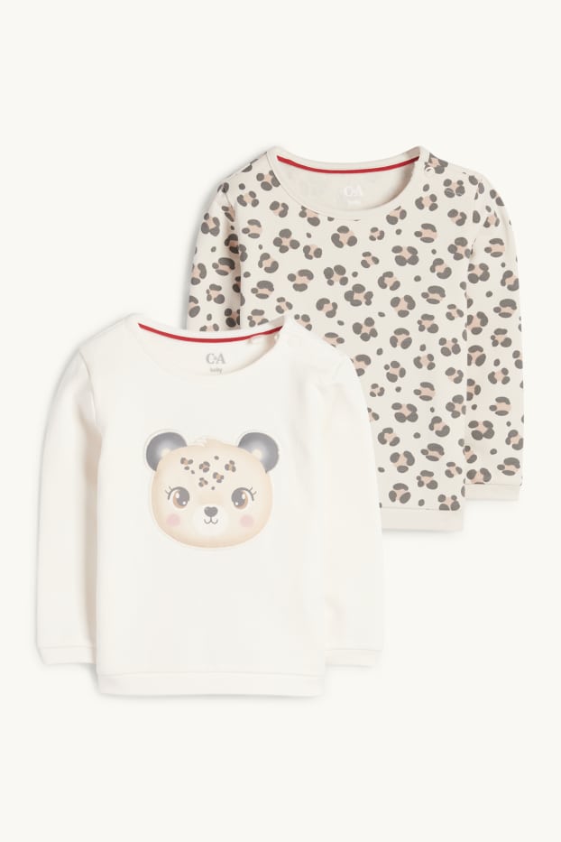 Baby Mädchen - Multipack 2er - Leopard - Baby-Sweatshirt - cremeweiß