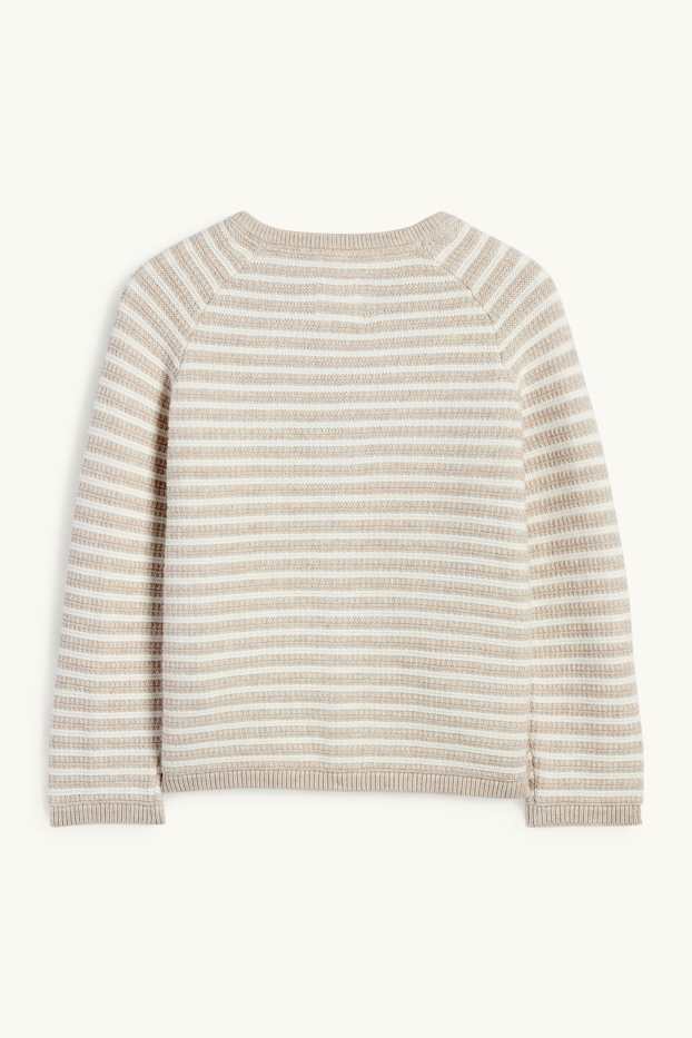 Unisex - Pletený kardigan pro miminka - pruhovaný - strukturovaný - světle béžová