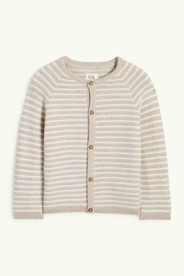 Unisex - Pletený kardigan pro miminka - pruhovaný - strukturovaný - světle béžová