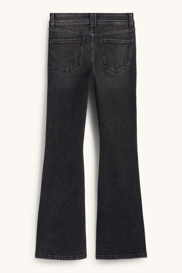 Damen - Flared Jeans - Mid Waist - jeansgrau