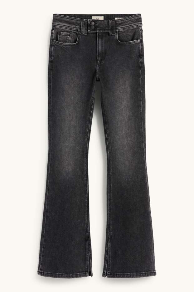 Damen - Flared Jeans - Mid Waist - jeansgrau