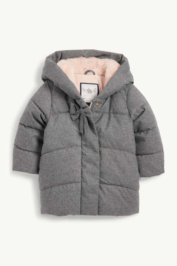 Baby Mädchen - Baby-Steppmantel mit Kapuze - grau