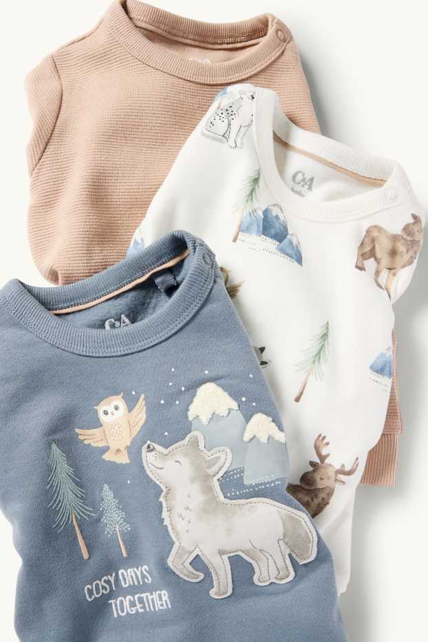 Baby Boys - Multipack of 3 - wild animals - baby sweatshirt - blue / beige