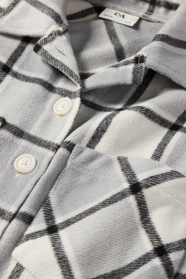 Enfants filles - Veste-chemise en flanelle - à carreaux - gris clair