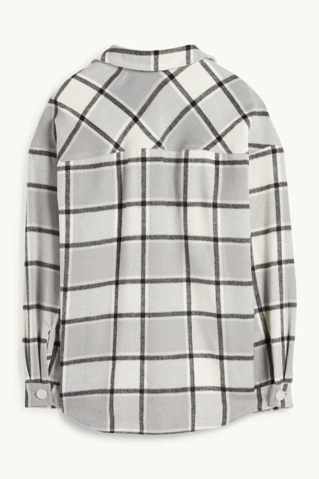 Enfants filles - Veste-chemise en flanelle - à carreaux - gris clair