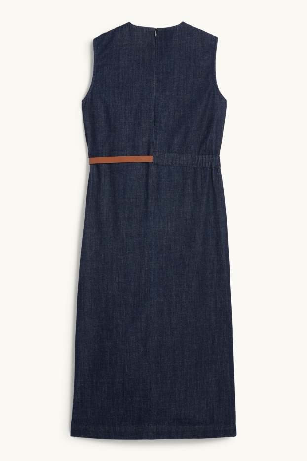 Damen - Jeans-Bodycon-Kleid mit Gürtel - dunkeljeansblau