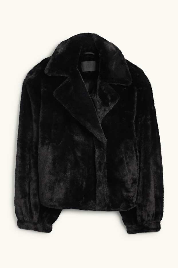 Femmes - Veste en imitation fourrure - noir