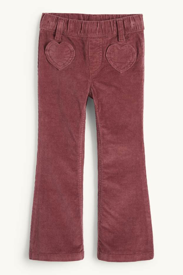 Kinder Mädchen - Herz - Cordhose - bordeaux