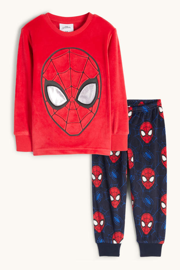 Bambini - Uomo Ragno - pigiama invernale - 2 pezzi - rosso / blu