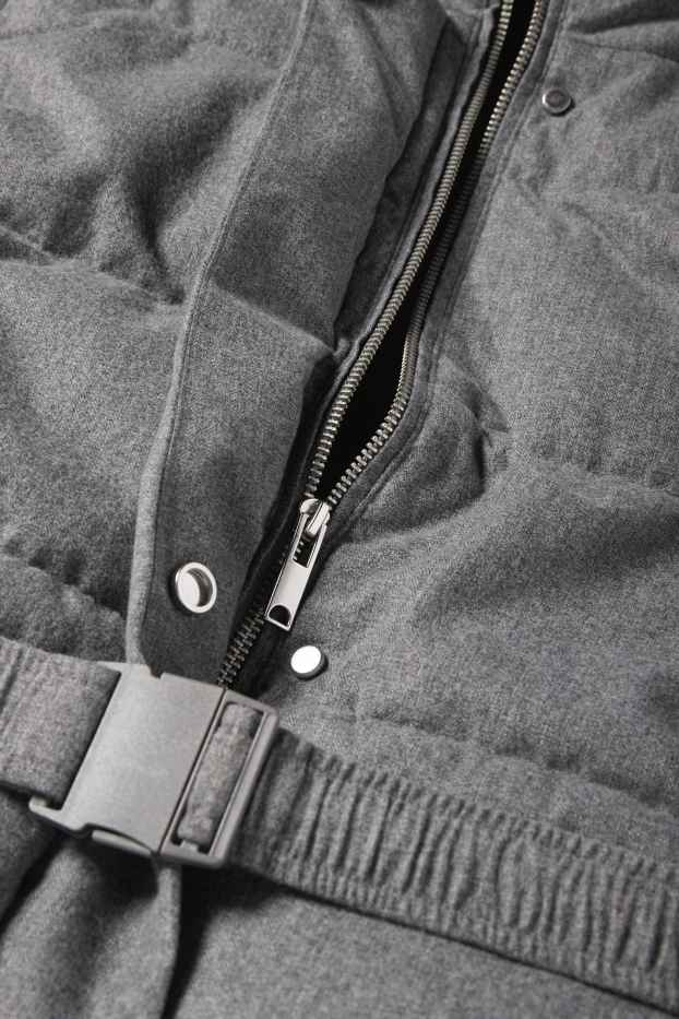 Femmes - Doudoune sans manches avec ceinture - gris