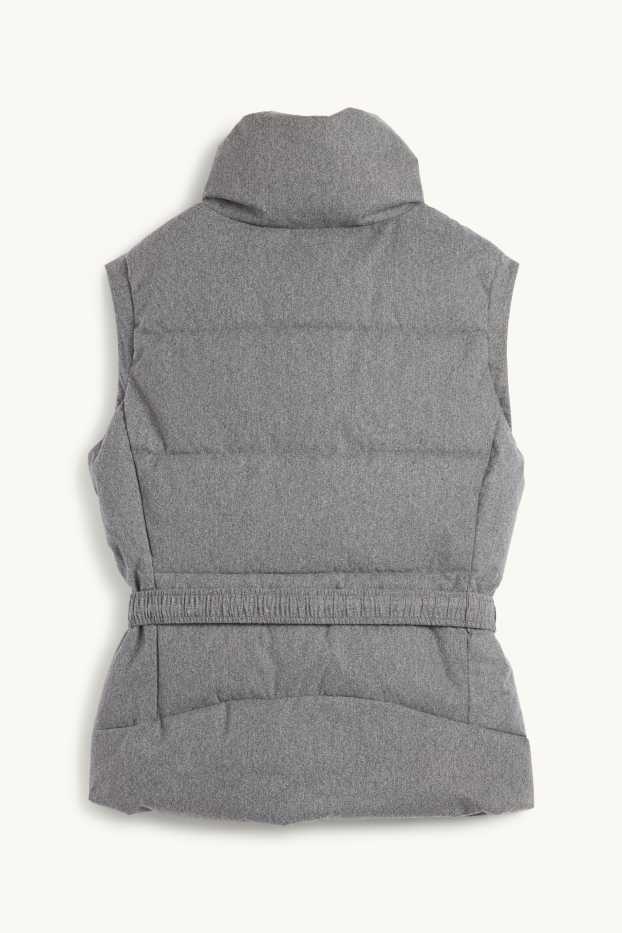 Femmes - Doudoune sans manches avec ceinture - gris