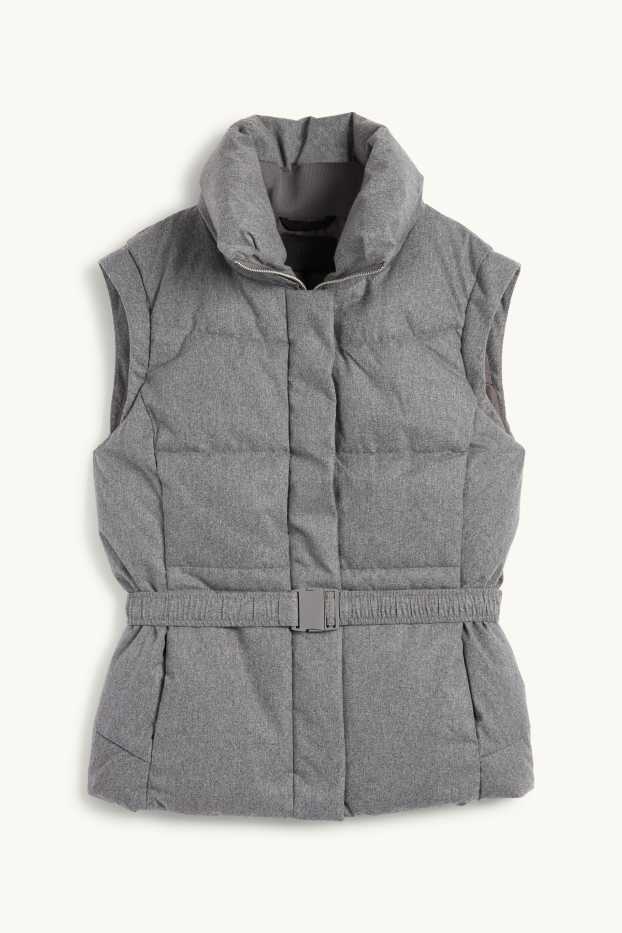 Femmes - Doudoune sans manches avec ceinture - gris