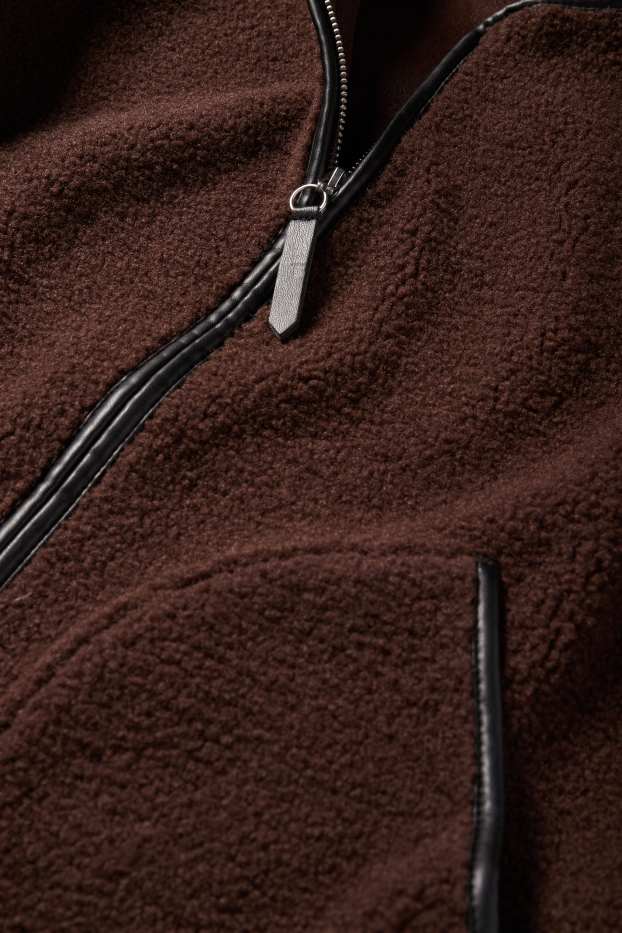 Dámské - Teddy bunda - tmavohnědá