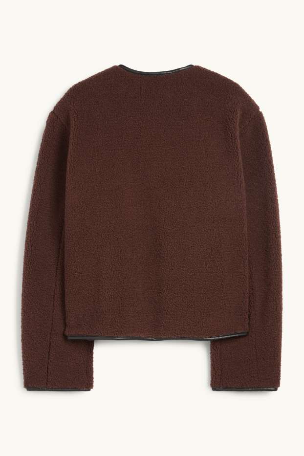 Dámské - Teddy bunda - tmavohnědá