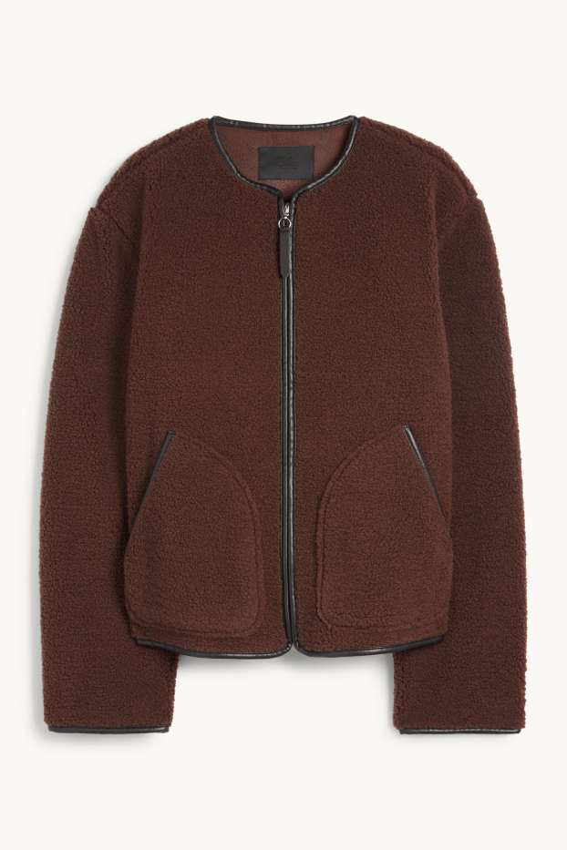 Dámské - Teddy bunda - tmavohnědá