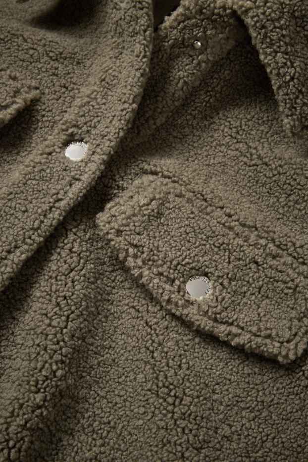 Dames - Shacket van teddybont - groen