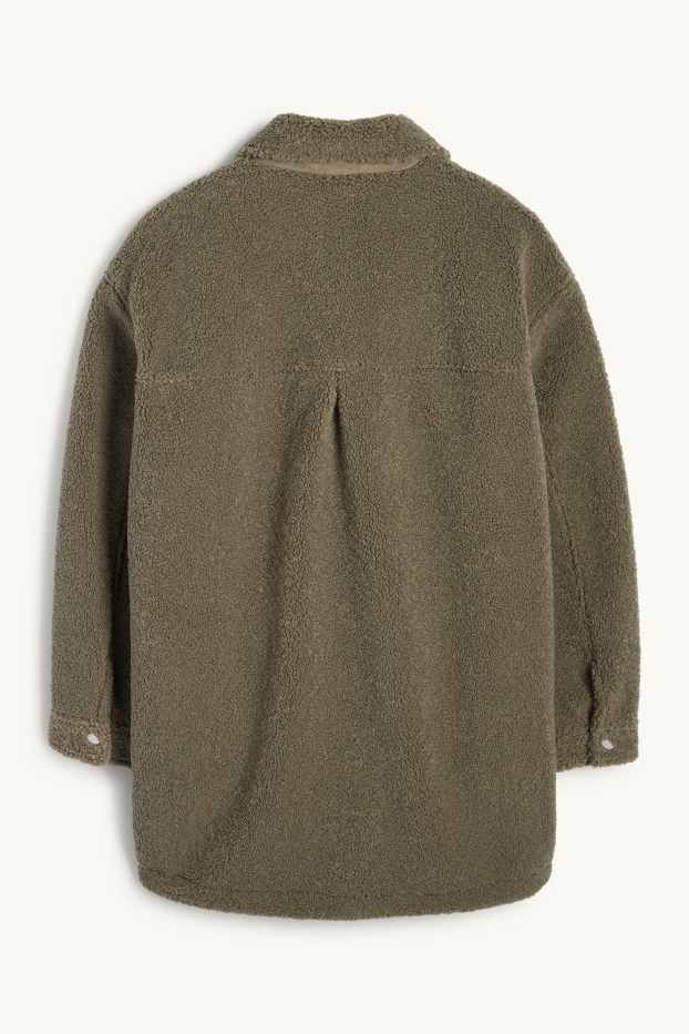Dames - Shacket van teddybont - groen