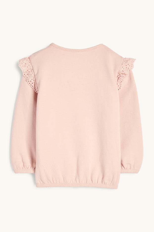 Nadó nena - Floretes - dessuadora per a nadó - brodat anglès - rosa