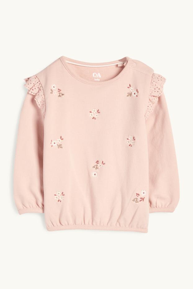 Nadó nena - Floretes - dessuadora per a nadó - brodat anglès - rosa