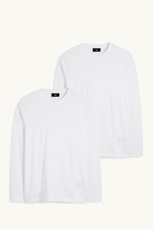 Heren - Set van 2 - longsleeve - wit