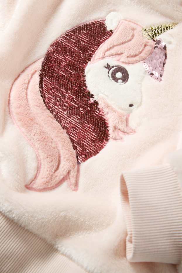 Kinder Mädchen - Einhorn - Sweatshirt - Glanz-Effekt - rosa