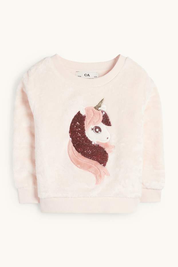 Kinder Mädchen - Einhorn - Sweatshirt - Glanz-Effekt - rosa