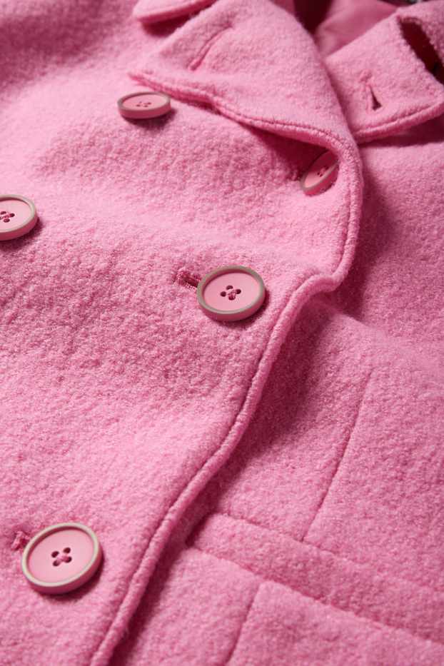 Femmes - Blazer de bureau en finition bouclé - regular fit - laine mélangée - rose