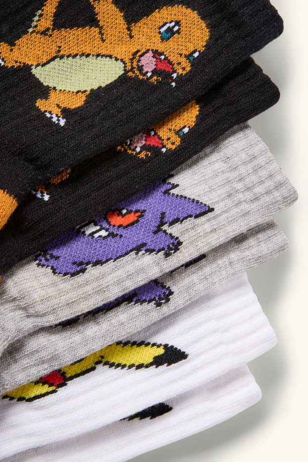 Nen - Paquet de 3 - Pokémon - mitjons de tennis amb dibuix - gris/negre