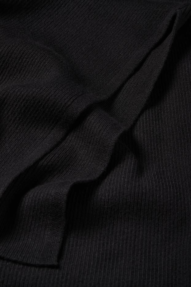 Women - Bodycon dress - ribbed - black