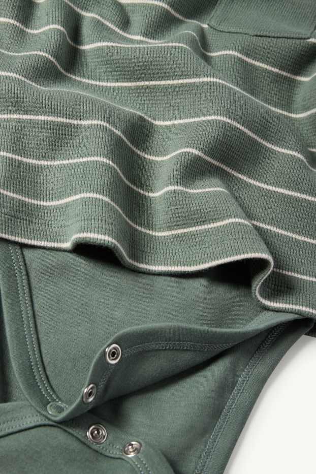 Bébés garçons - Body bébé - look 2-en-1 - à rayures - finition texturée - vert