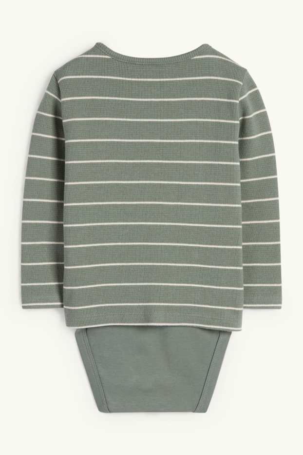 Bébés garçons - Body bébé - look 2-en-1 - à rayures - finition texturée - vert