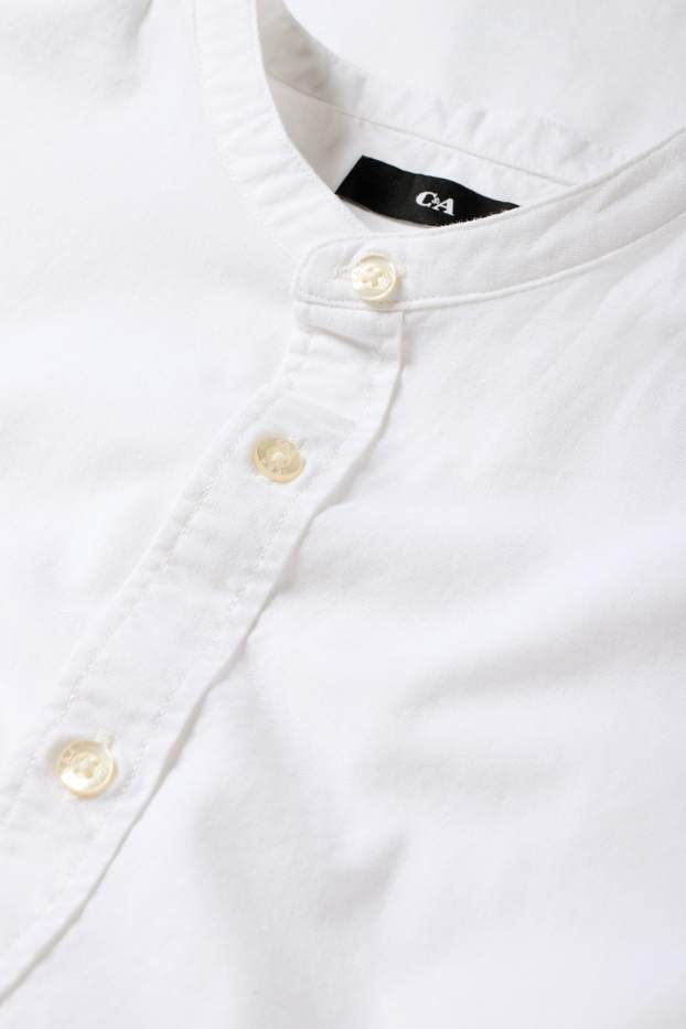 Herren - Hemd - Regular Fit - Stehkragen - weiß