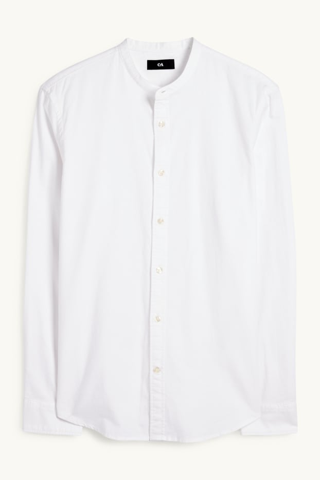 Herren - Hemd - Regular Fit - Stehkragen - weiß