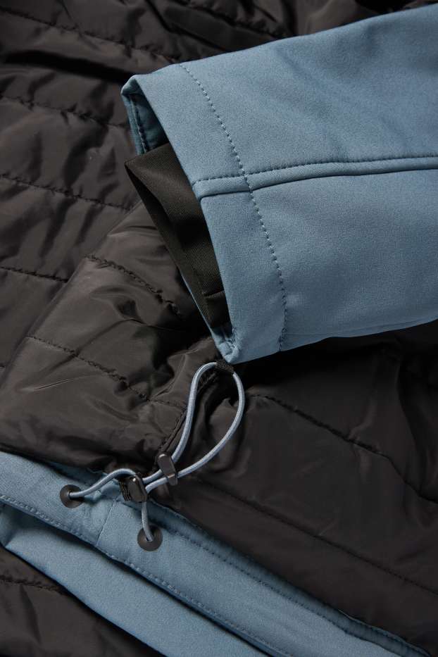 Hommes - Veste à coquille souple avec capuche - finition doublée - finition déperlante - 4 Way Stretch - bleu