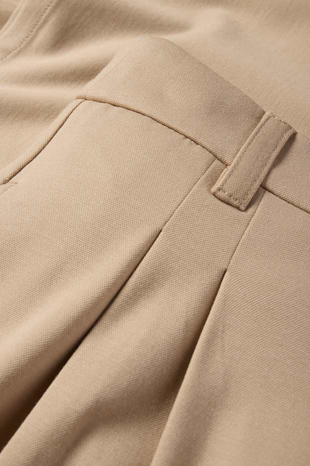 Dámské - Žerzejové kalhoty - high waist - wide leg - béžová