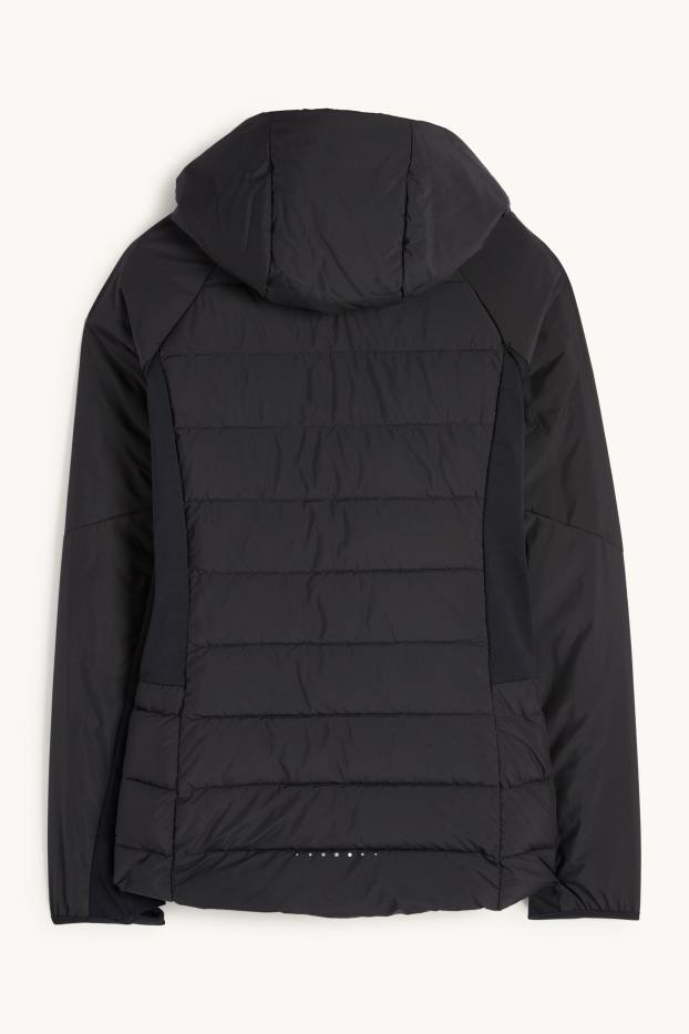 Femei - Jachetă matlasată sport cu glugă - negru