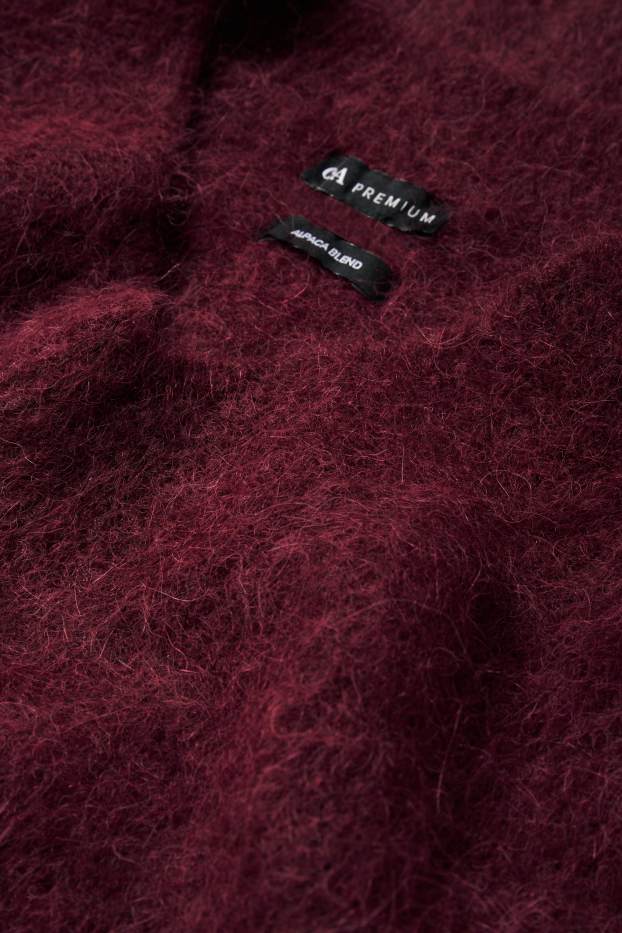 Femei - Pulover - amestec de lână alpaca - bordo
