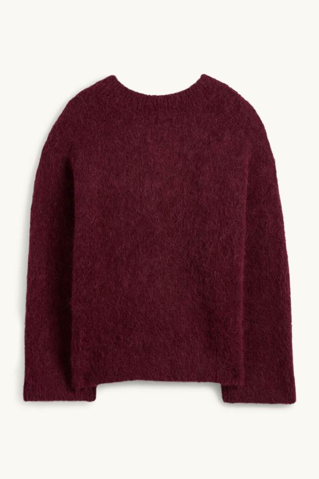 Femei - Pulover - amestec de lână alpaca - bordo