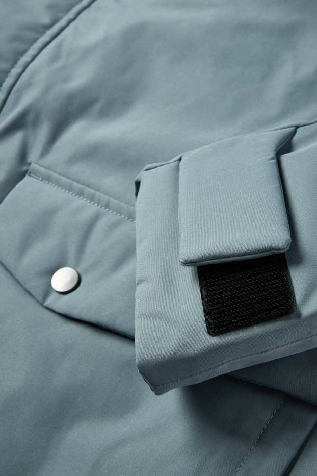 Pánské - Bunda s kapucí - s výplní - vodotěsná - světle modrá