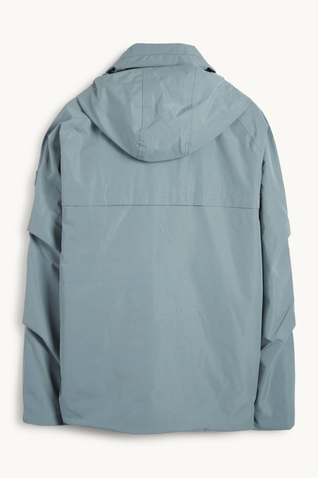 Pánské - Bunda s kapucí - s výplní - vodotěsná - světle modrá