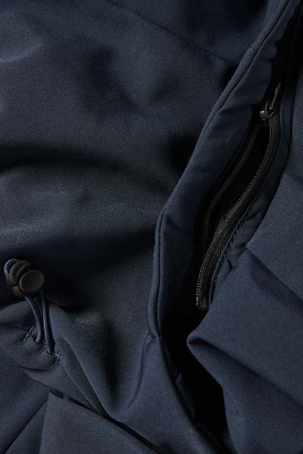 Hommes - Veste à coquille souple avec capuche - finition doublée - finition déperlante - 4 Way Stretch - bleu foncé