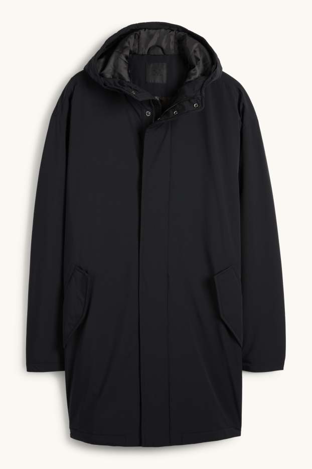 Hommes - Parka à capuche - finition doublée - finition déperlante - noir