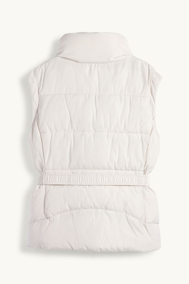 Femmes - Doudoune sans manches avec ceinture - gris clair