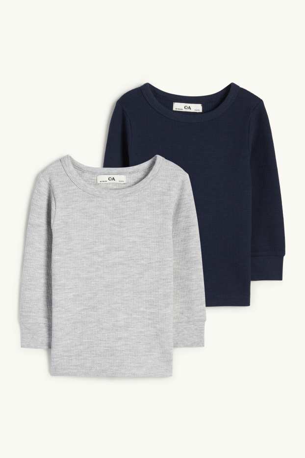 Nen - Paquet de 2 - samarreta de màniga llarga tèrmica - texturada - blau/gris